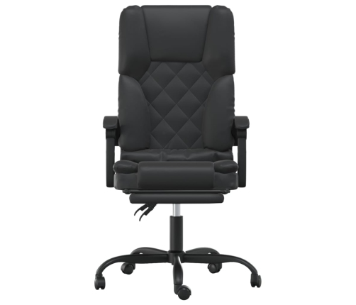 Silla de oficina reclinable masaje cuero sintético negro