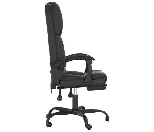 Silla de oficina reclinable masaje cuero sintético negro