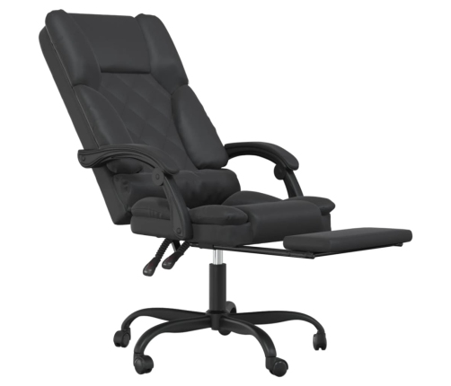 Silla de oficina reclinable masaje cuero sintético negro