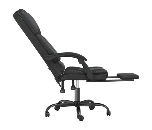 Silla de oficina reclinable masaje cuero sintético negro