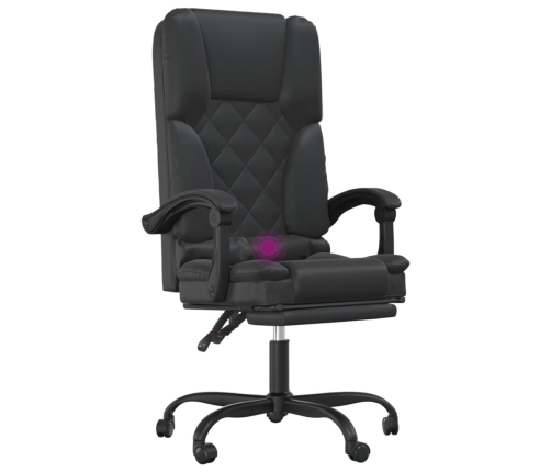 Silla de oficina reclinable masaje cuero sintético negro