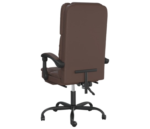 Silla de oficina reclinable masaje cuero sintético marrón