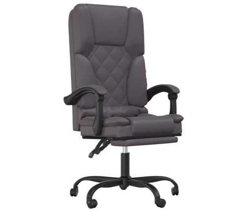 Silla de oficina reclinable masaje cuero sintético gris