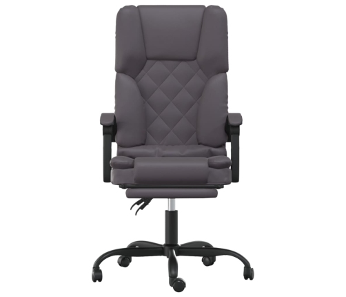 Silla de oficina reclinable masaje cuero sintético gris