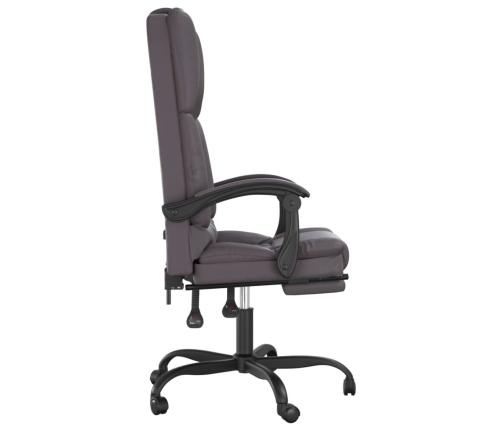 Silla de oficina reclinable masaje cuero sintético gris