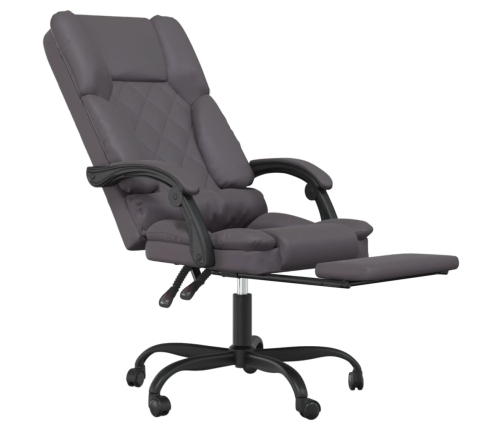 Silla de oficina reclinable masaje cuero sintético gris