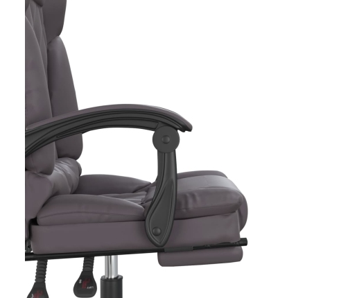 Silla de oficina reclinable masaje cuero sintético gris