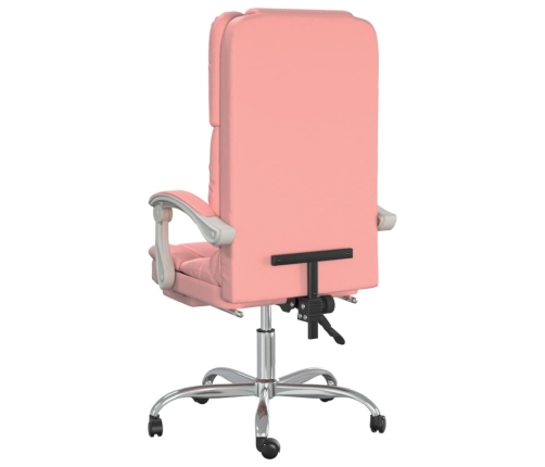 Silla de oficina reclinable masaje cuero sintético rosa