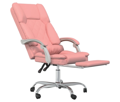 Silla de oficina reclinable masaje cuero sintético rosa