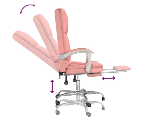 Silla de oficina reclinable masaje cuero sintético rosa