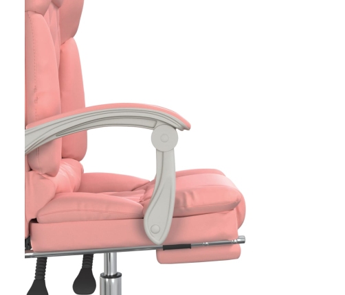 Silla de oficina reclinable masaje cuero sintético rosa