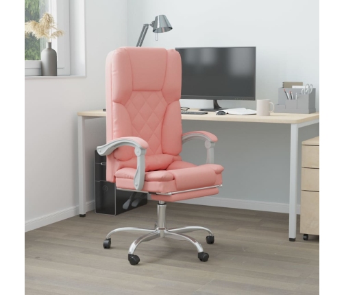 Silla de oficina reclinable masaje cuero sintético rosa