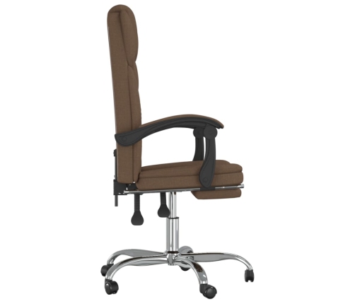 Silla de oficina reclinable de tela marrón