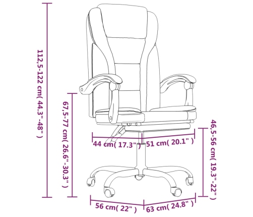 Silla de oficina reclinable de tela marrón