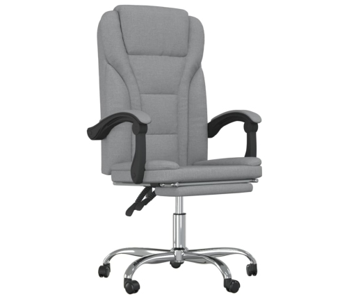 Silla de oficina reclinable de tela gris claro