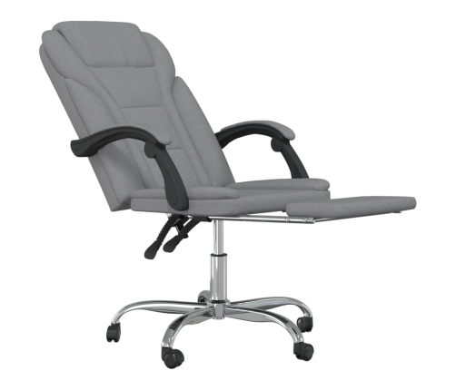 Silla de oficina reclinable de tela gris claro