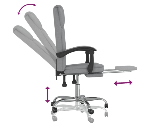 Silla de oficina reclinable de tela gris claro