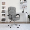 Silla de oficina reclinable de tela gris claro