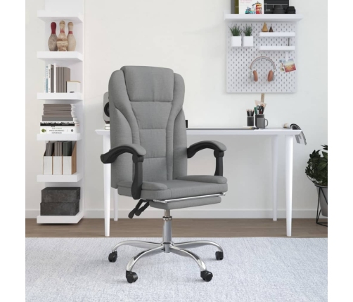 Silla de oficina reclinable de tela gris claro