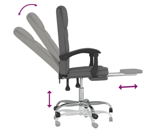 Silla de oficina reclinable de tela gris oscuro