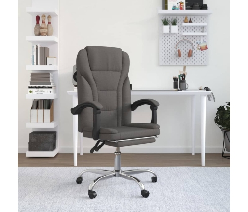 Silla de oficina reclinable de tela gris oscuro