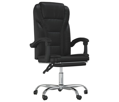 Silla de oficina reclinable cuero sintético negro