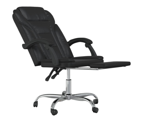 Silla de oficina reclinable cuero sintético negro