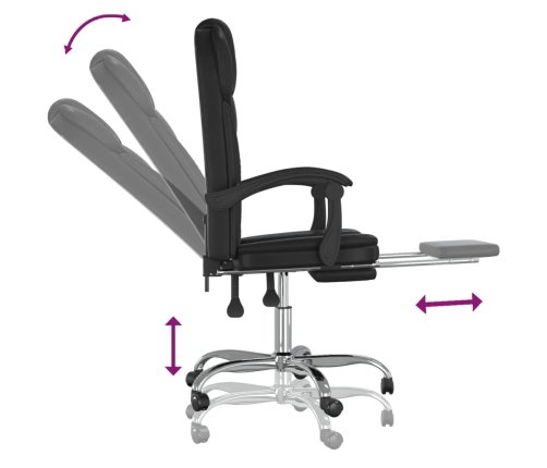 Silla de oficina reclinable cuero sintético negro