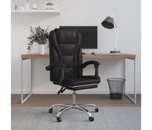 Silla de oficina reclinable cuero sintético negro