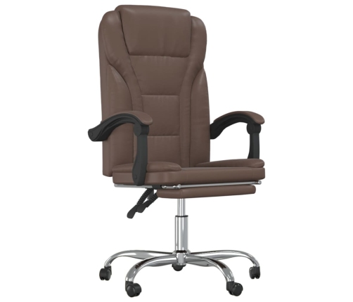 Silla de oficina reclinable cuero sintético marrón