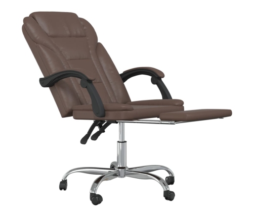 Silla de oficina reclinable cuero sintético marrón