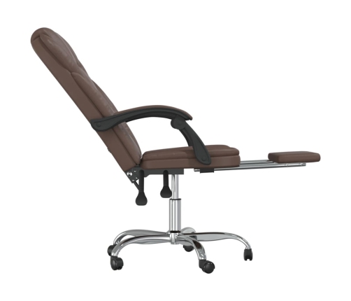 Silla de oficina reclinable cuero sintético marrón