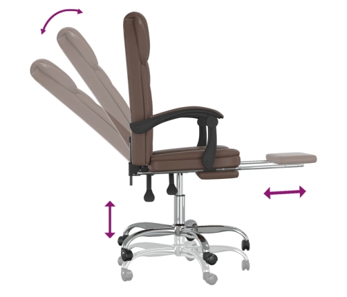 Silla de oficina reclinable cuero sintético marrón