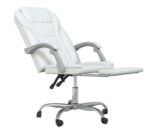 Silla de oficina reclinable cuero sintético blanco