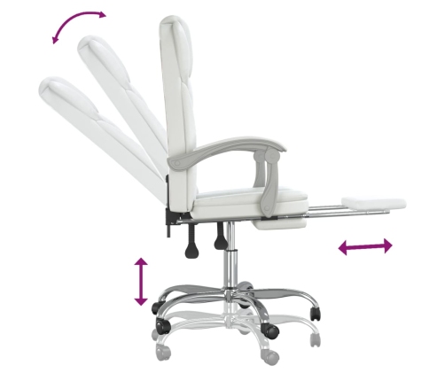 Silla de oficina reclinable cuero sintético blanco