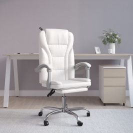 Silla de oficina reclinable cuero sintético blanco