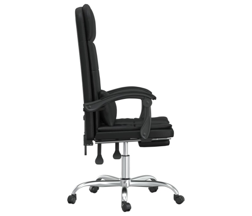 Silla de oficina reclinable masaje cuero sintético negro