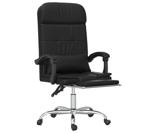 Silla de oficina reclinable masaje cuero sintético negro