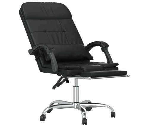 Silla de oficina reclinable masaje cuero sintético negro