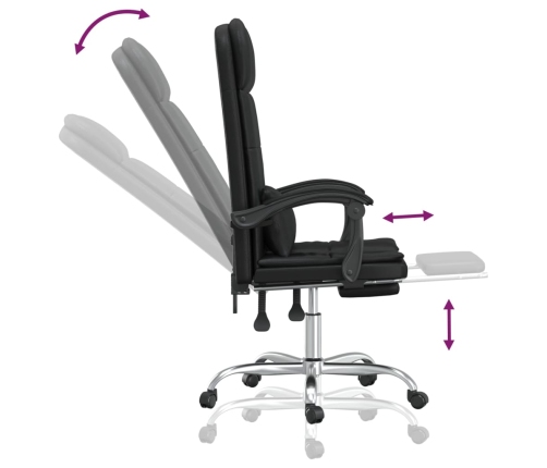 Silla de oficina reclinable masaje cuero sintético negro