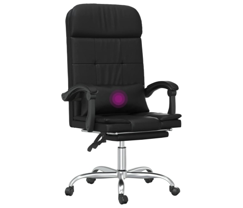 Silla de oficina reclinable masaje cuero sintético negro