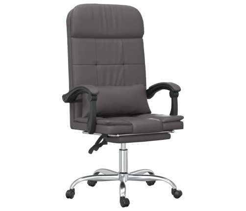 Silla de oficina reclinable masaje cuero sintético gris