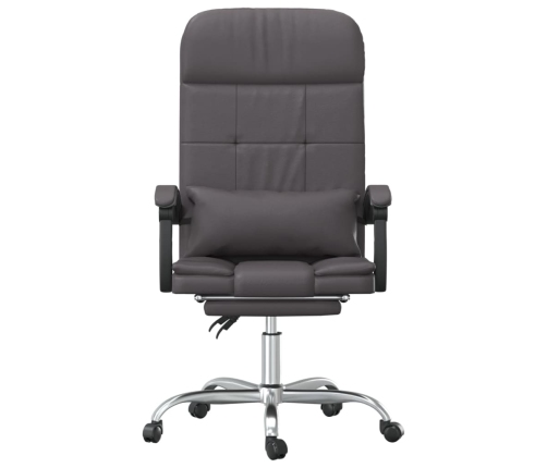 Silla de oficina reclinable masaje cuero sintético gris