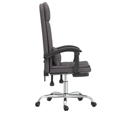 Silla de oficina reclinable masaje cuero sintético gris