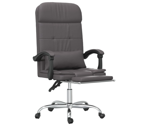 Silla de oficina reclinable masaje cuero sintético gris