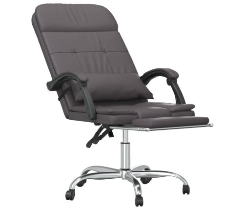 Silla de oficina reclinable masaje cuero sintético gris