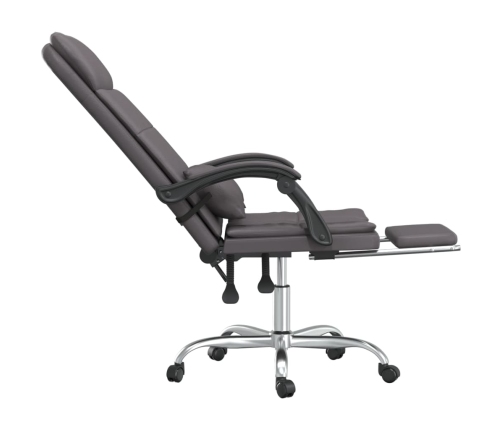 Silla de oficina reclinable masaje cuero sintético gris