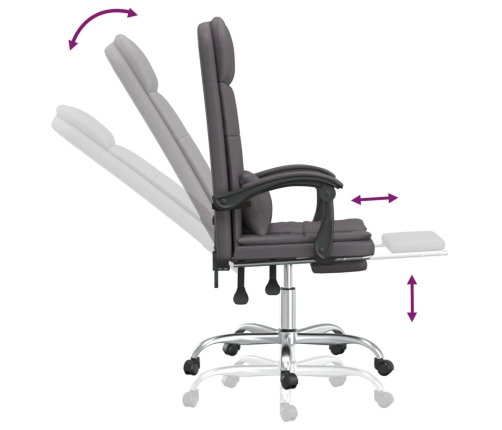 Silla de oficina reclinable masaje cuero sintético gris