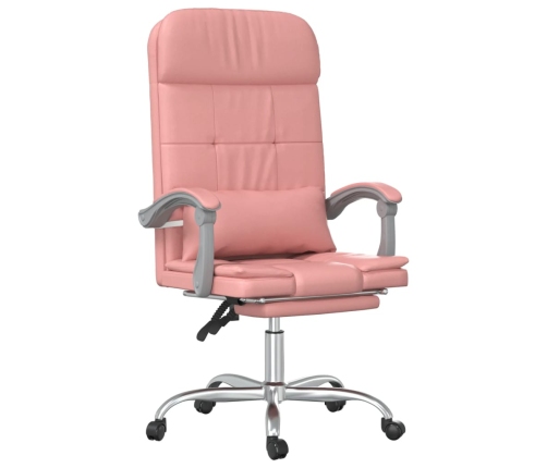 Silla de oficina reclinable masaje cuero sintético rosa