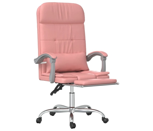 Silla de oficina reclinable masaje cuero sintético rosa